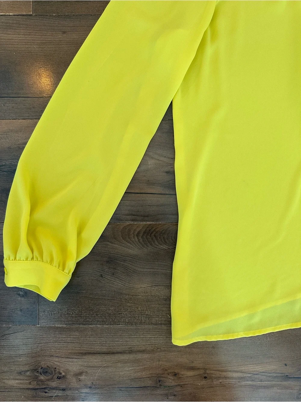 LOFT Yellow Tie Back Blouse Medium Puff Sleeve Career Office Top